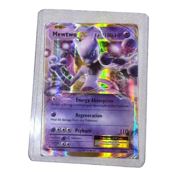 Rare Mewtwo Ex Pokemon Trading Card 180 Hp Holographic Collectible Gaming Treasu - Picture 1 of 5